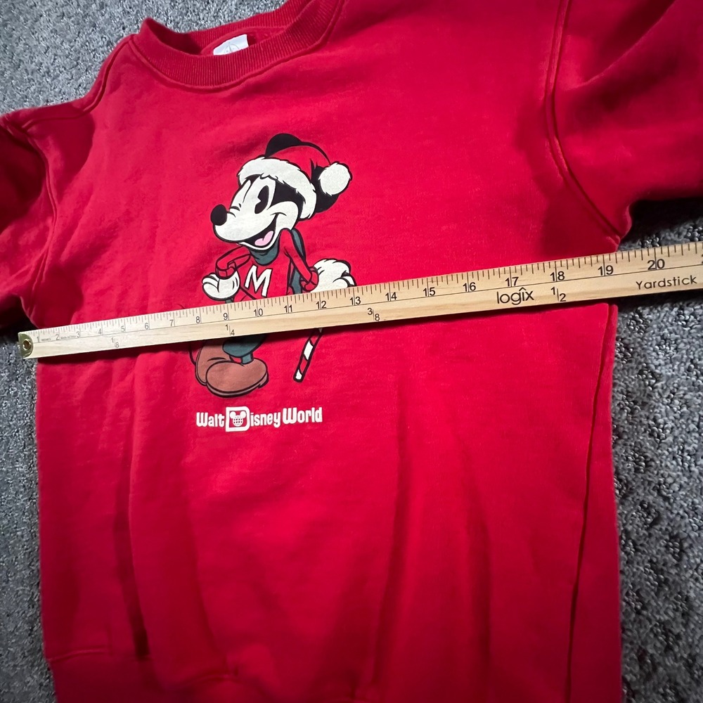 Disney Sweatshirt Unisex Small Red Santa Mickey Walt Disney World Christmas - Picture 4 of 9